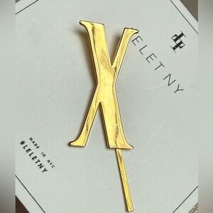 Lelet NY Gold Tone Metal Hair Clip Initial X New
